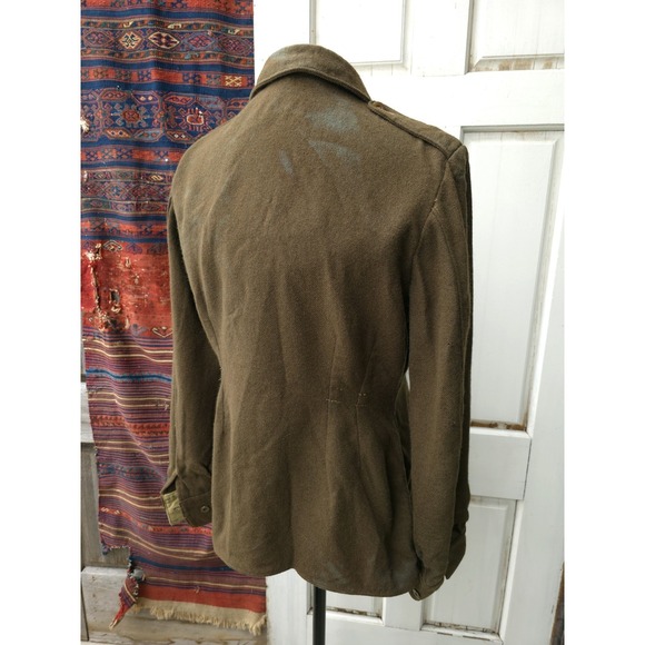 Vintage WW2 Canadian Cadet Wool Battledress Blouse Jacket Green OD 1940s M Army - Picture 4 of 16